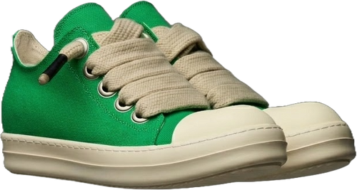DUAA green and white sneakers with beige laces on a transparent background