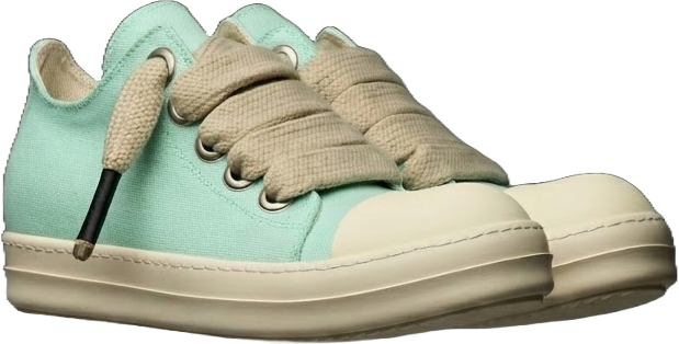 Pair of DUAA light MINT sneakers with beige laces on a white background